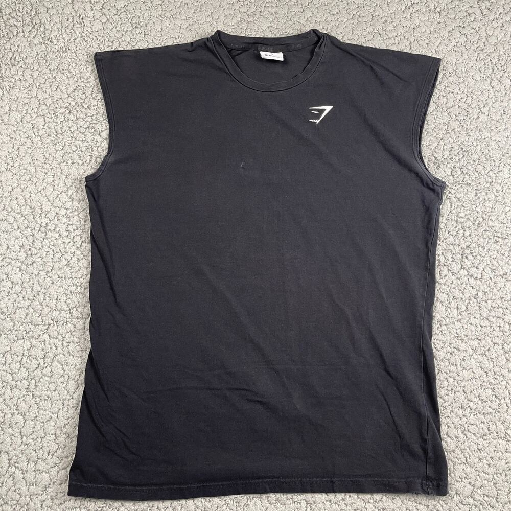 Gymshark Shirt Mens Medium Black Sleeveless Tank Top Gym Lifting Performance